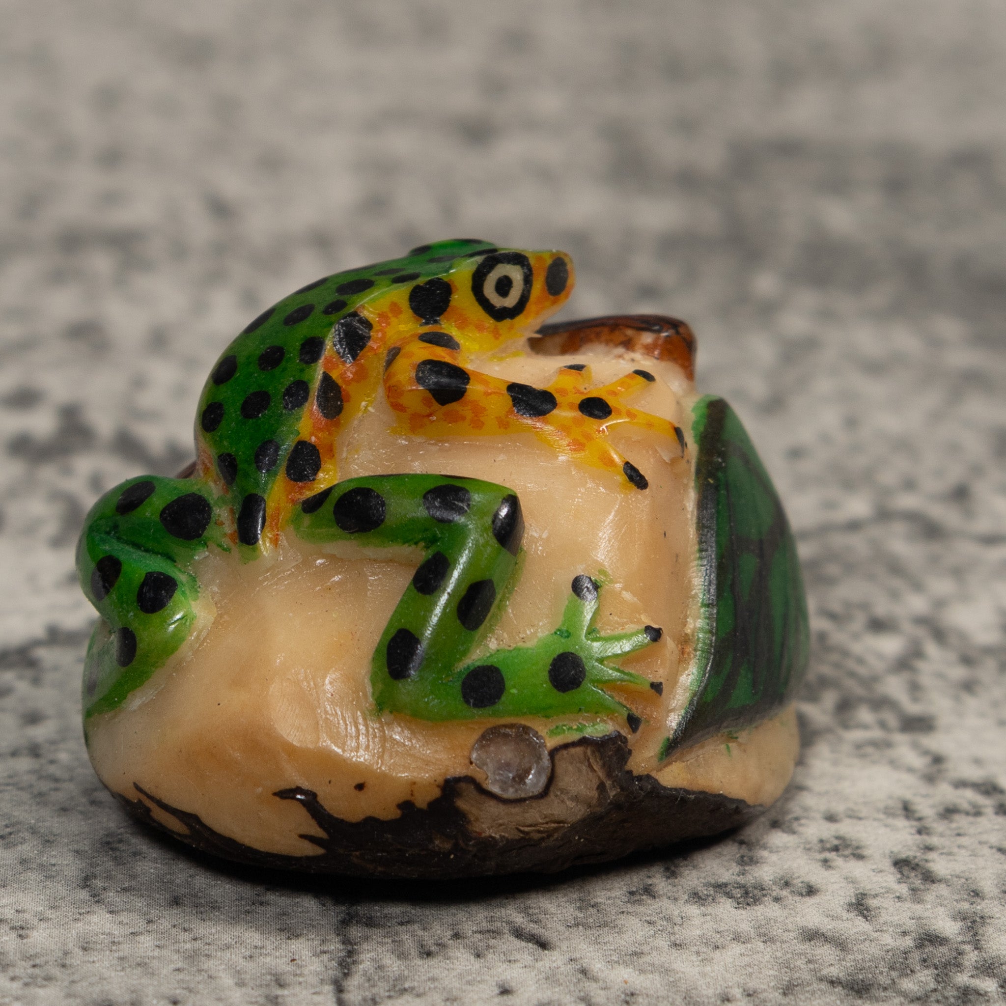 Black Green And Gold Poison Dart Frog Tagua Carving