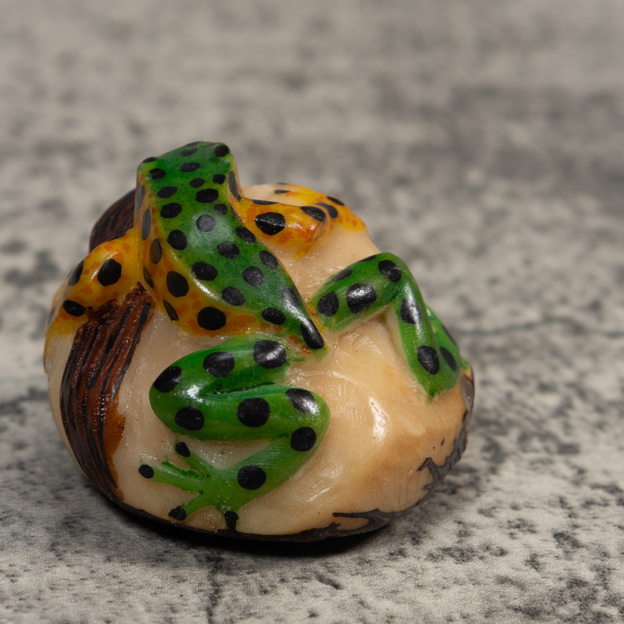 Black Green And Gold Poison Dart Frog Tagua Carving