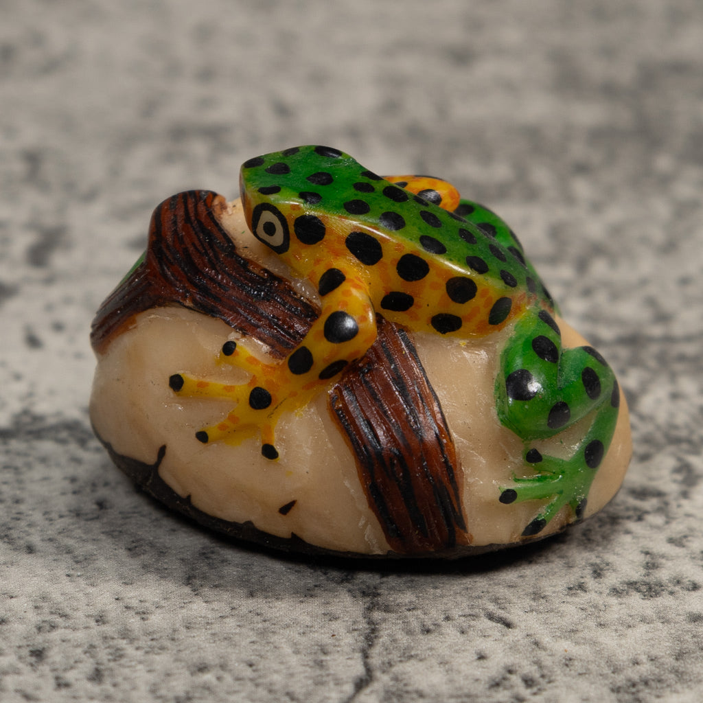 Black Green And Gold Poison Dart Frog Tagua Carving