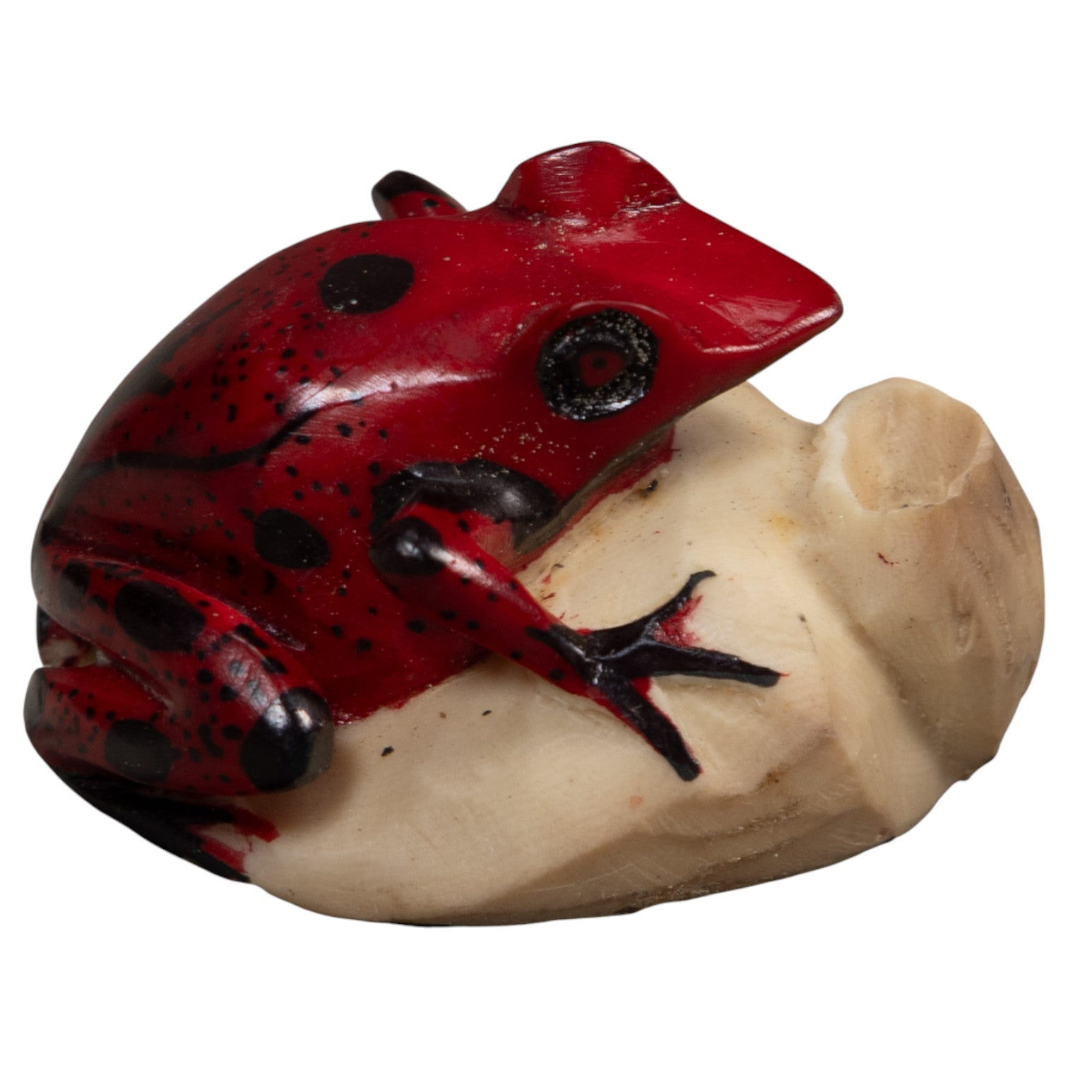 Red And Black Poison Dart Frog Tagua Carving