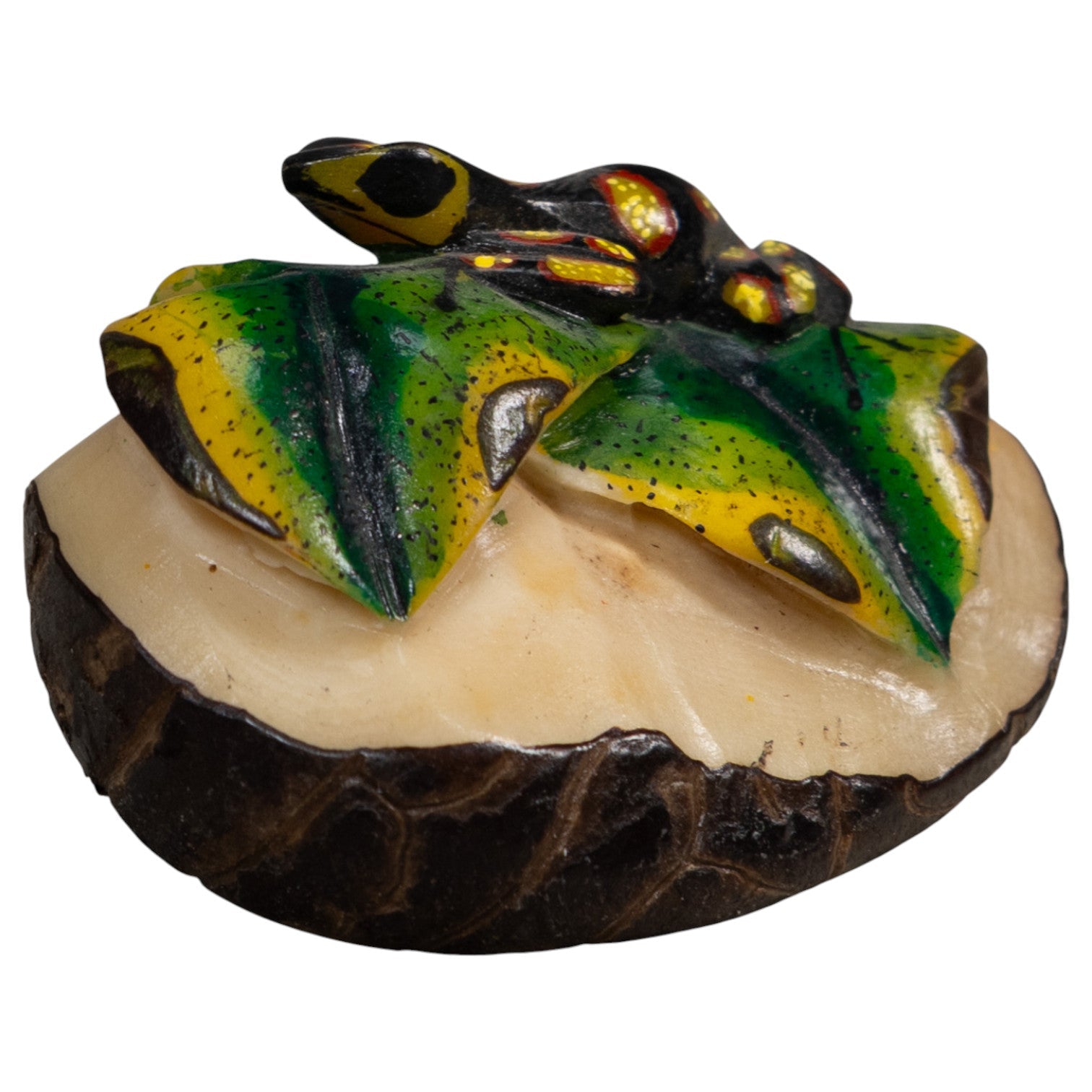 Yellow Black And Green Poison Dart Frog Tagua Carving