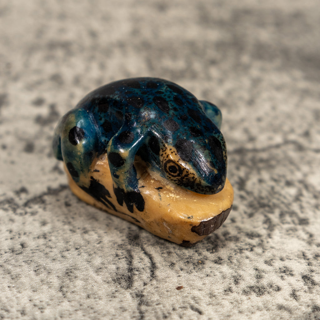 Vintage Blue Poison Dart Frog Tagua Carving