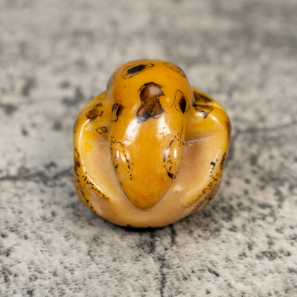 Vintage Black And Gold Frog Tagua Carving