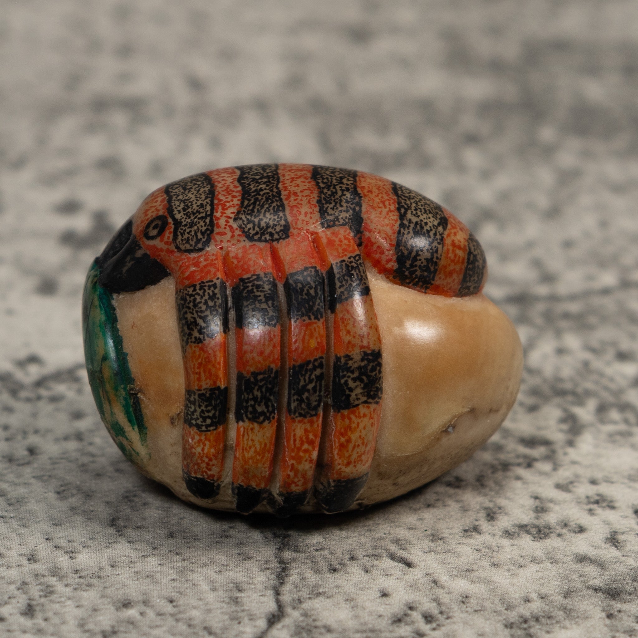 Vintage Red And Black Insect Tagua Carving