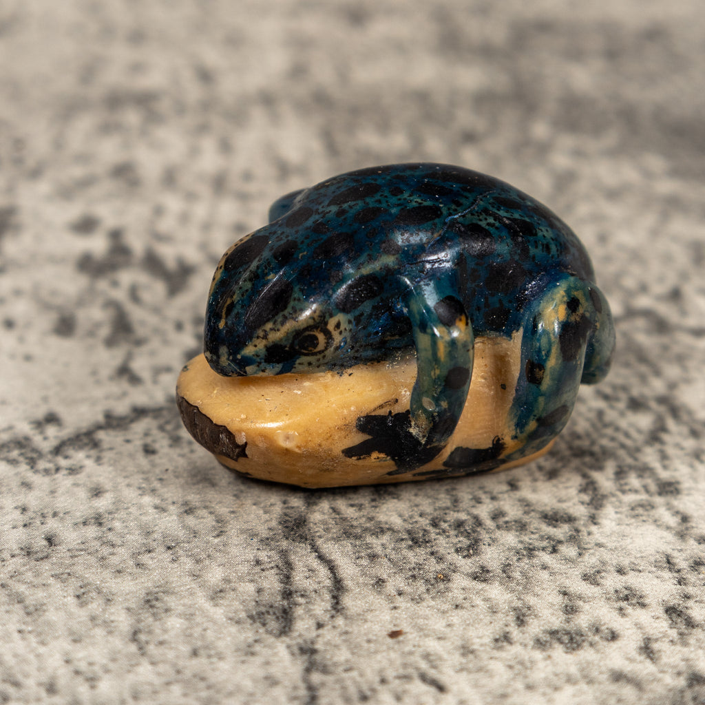 Vintage Blue Poison Dart Frog Tagua Carving