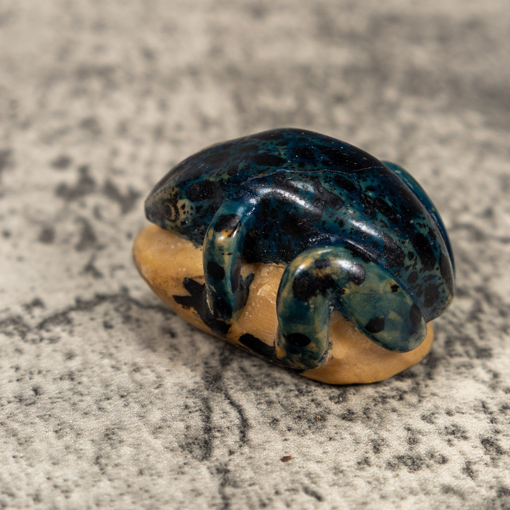 Vintage Blue Poison Dart Frog Tagua Carving