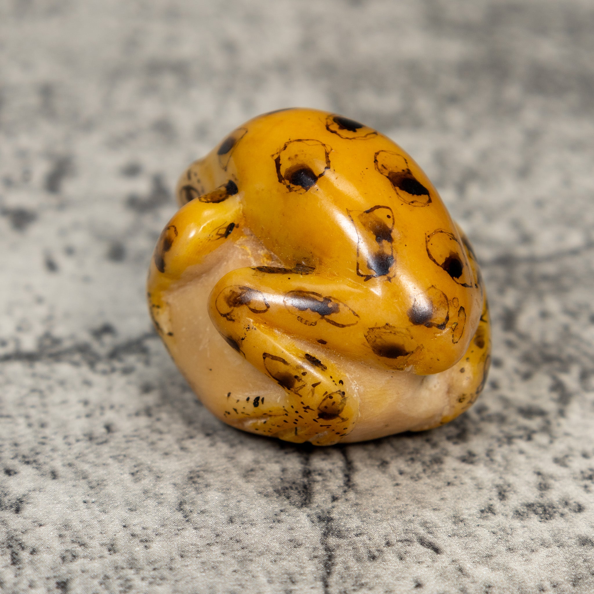 Vintage Black And Gold Frog Tagua Carving
