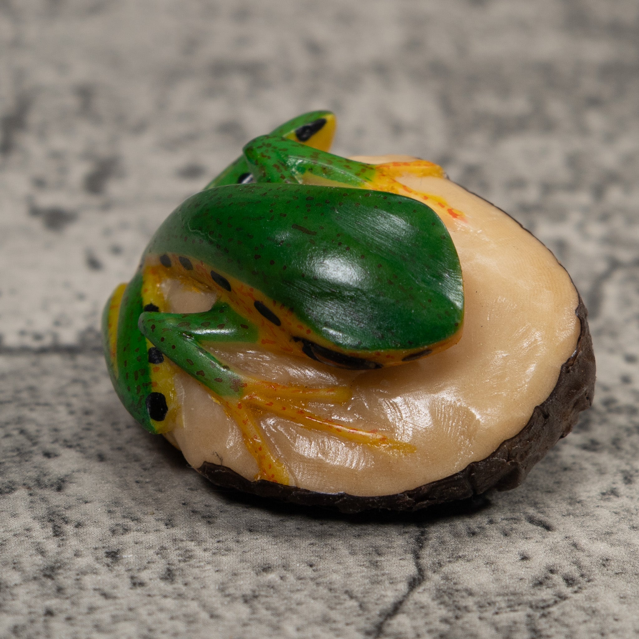 Vintage Green And Gold  Poison Dart Frog Tagua Carving
