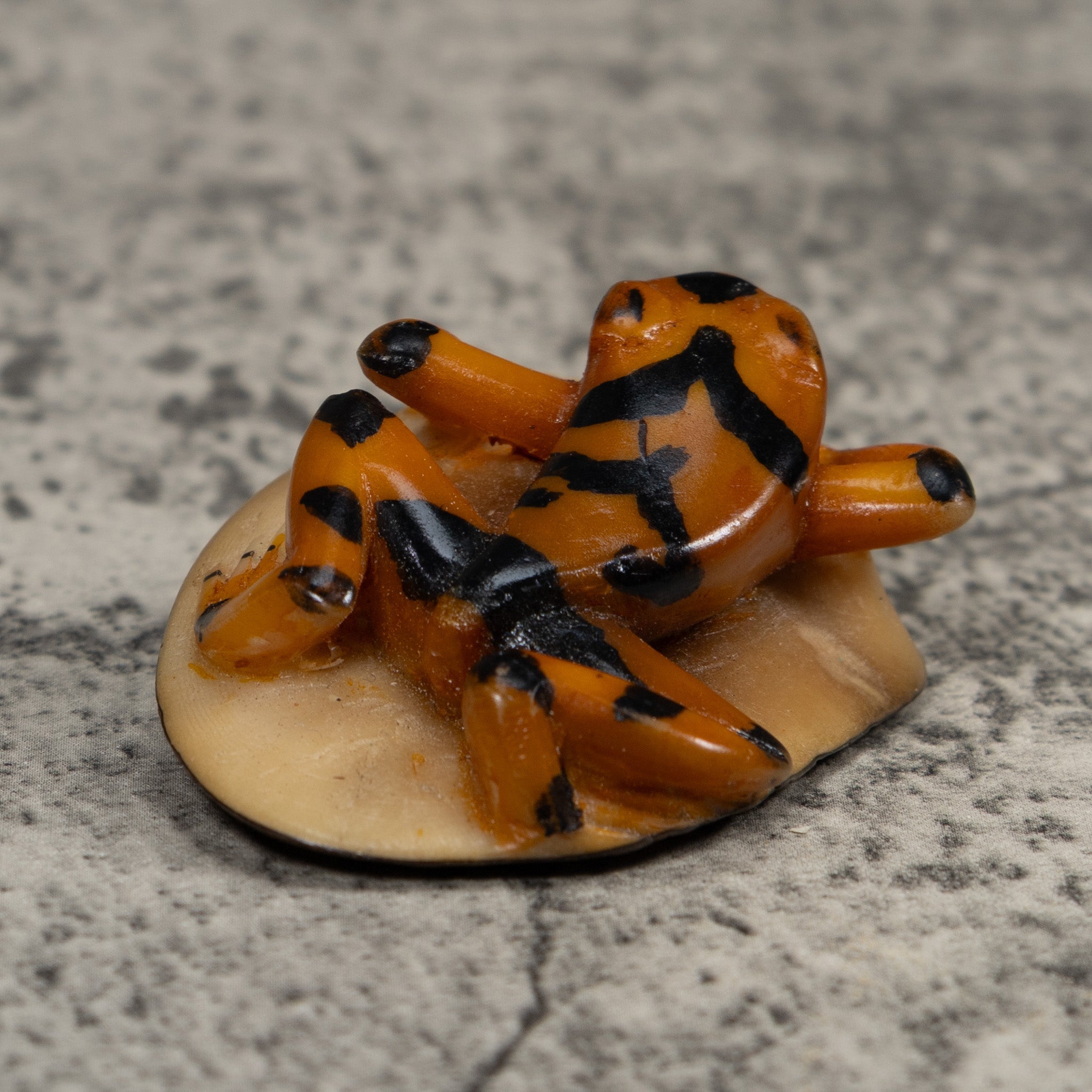 Vintage Orange And Black Frog Tagua Carving