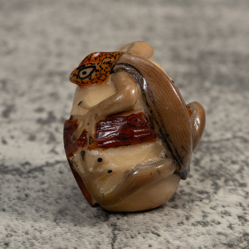 Orange And Brown Gecko Lizard Tagua Carving