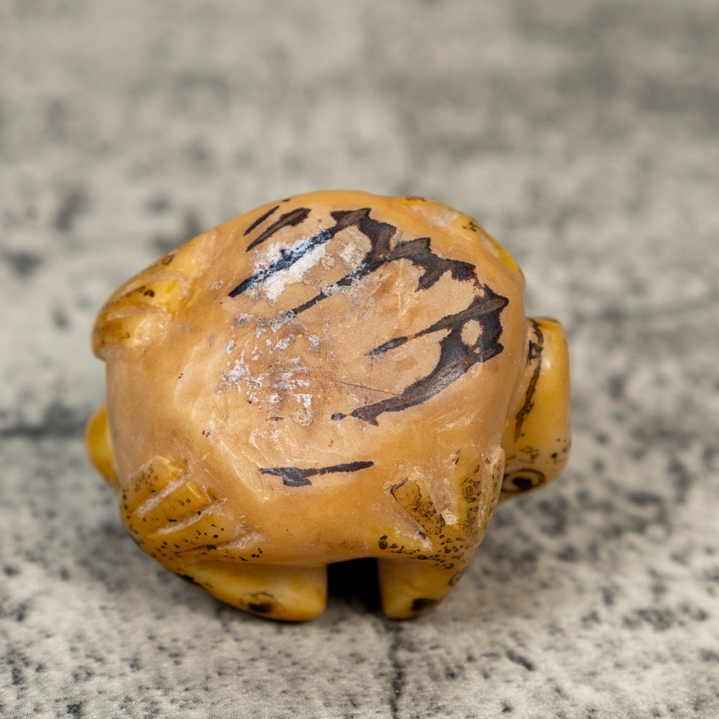 Vintage Black And Gold Frog Tagua Carving