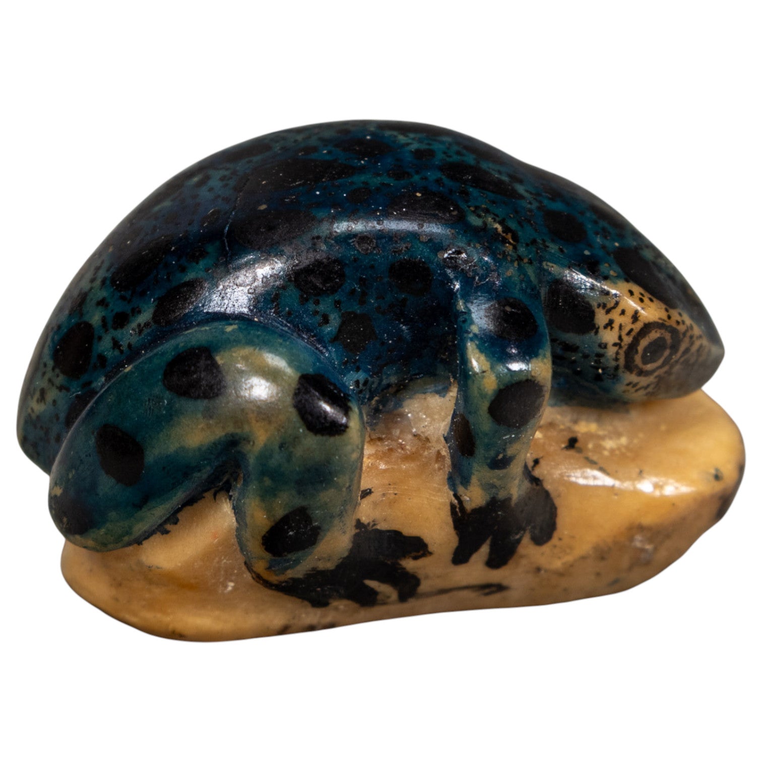 Vintage Blue Poison Dart Frog Tagua Carving