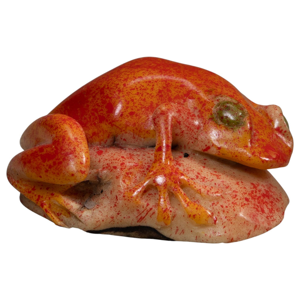 Vintage Red Unusual Poison Dart Frog Tagua Carving