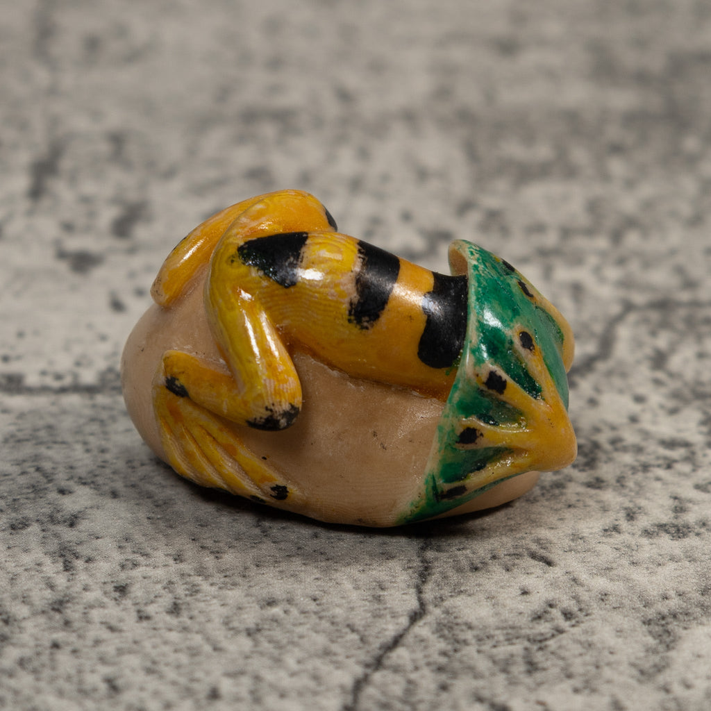 Vintage Black And Gold Poison Dart Frog Tagua Carving