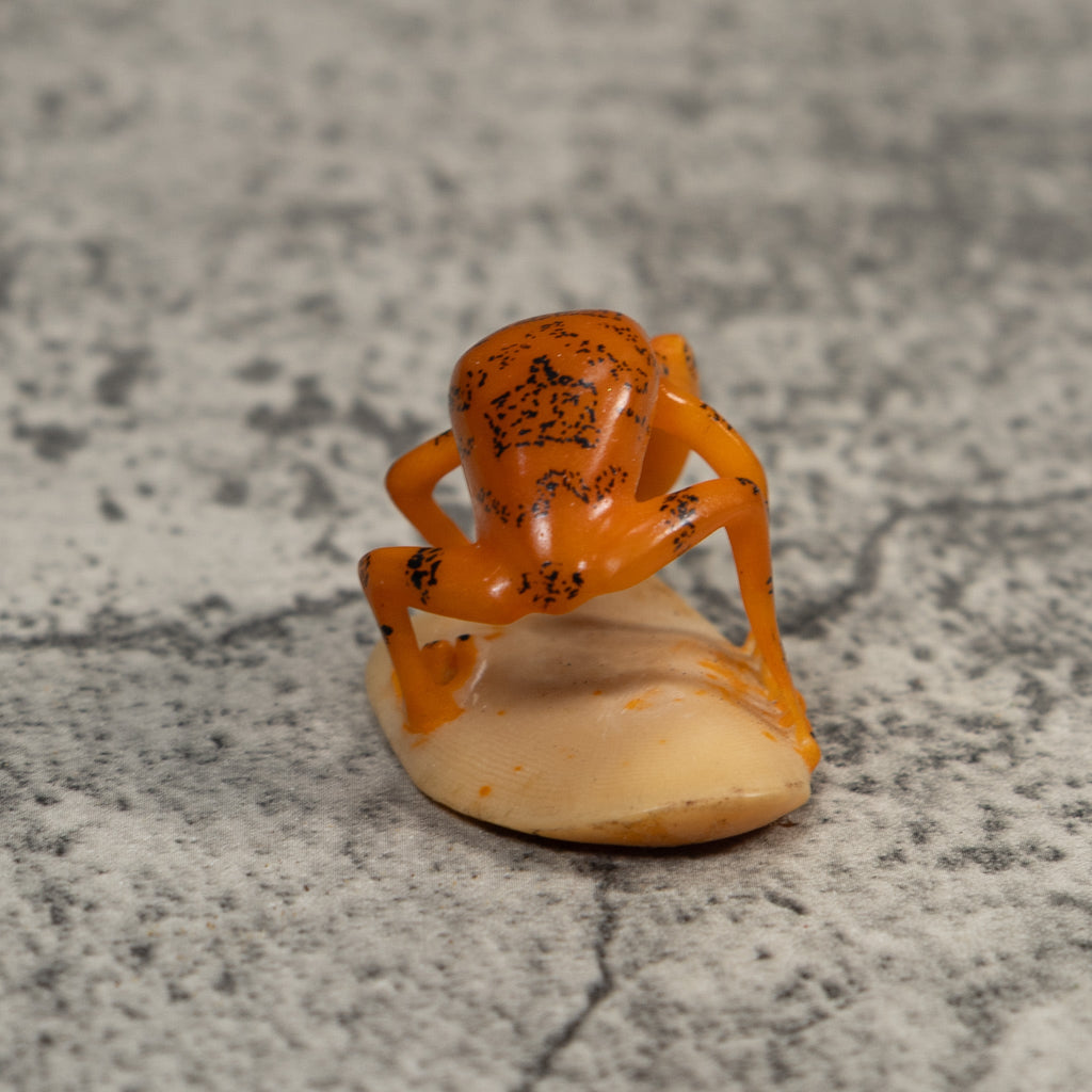 Orange And Black Undercut Frog Tagua Carving