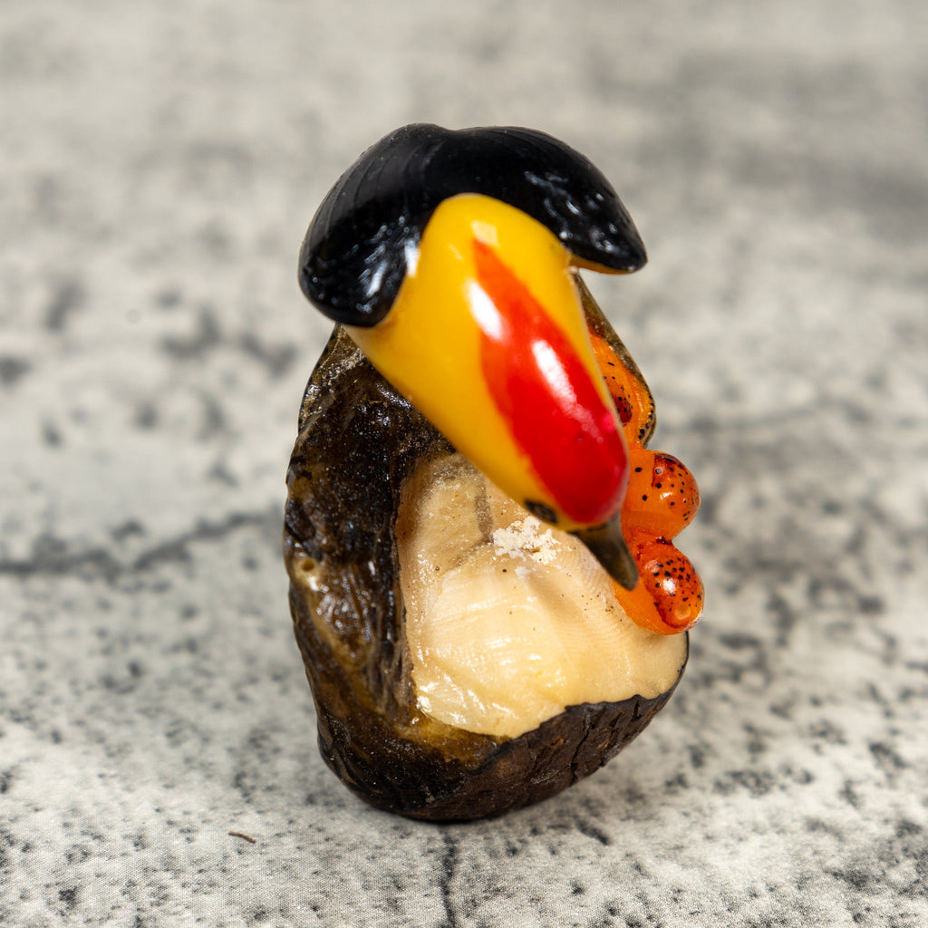 Red Yellow And Black Oriole Bird Tagua Carving