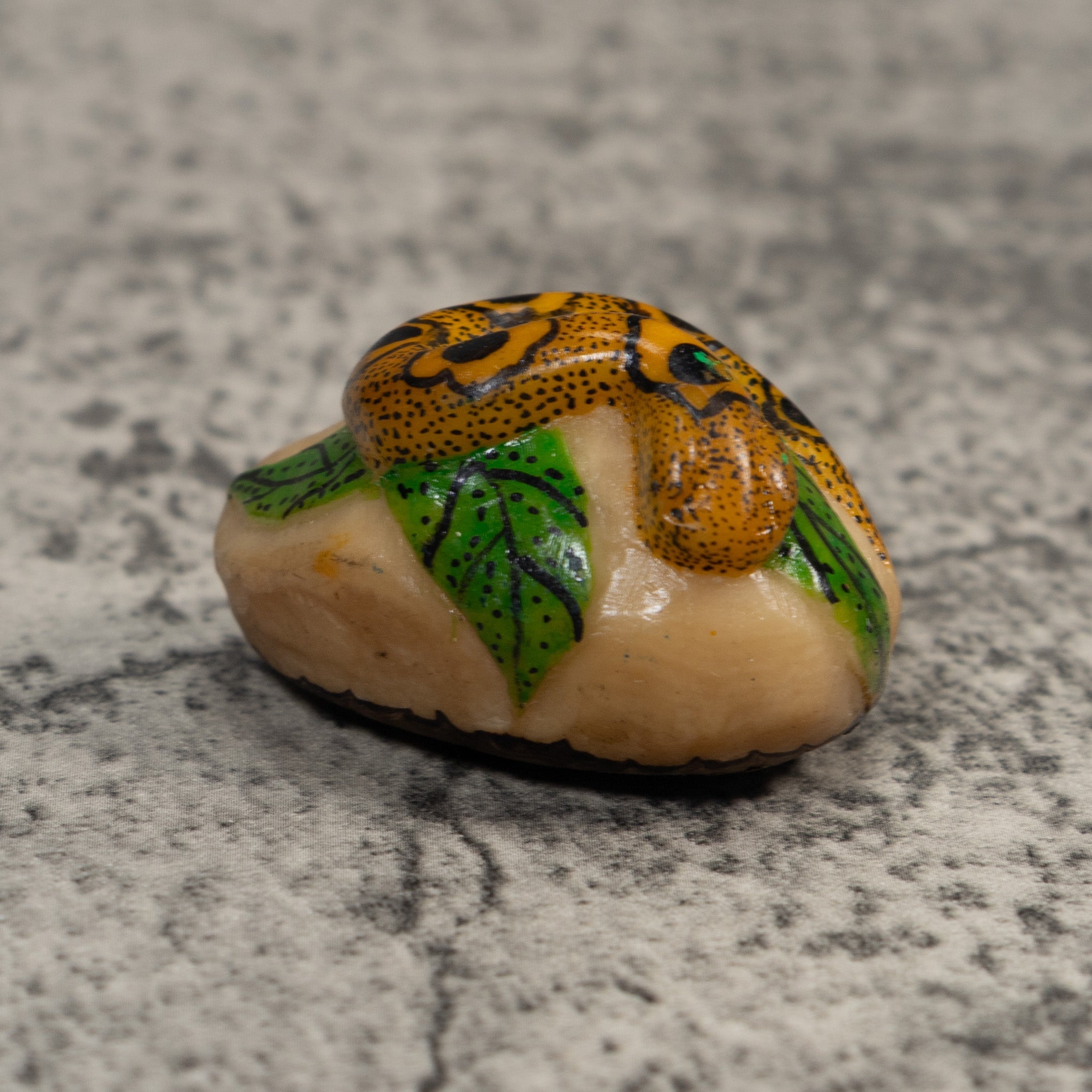 Orange Black And Green Snake Reptile Tagua Carving