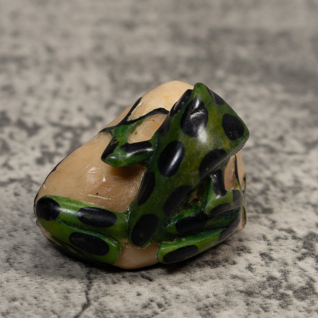 Black And Green Poison Dart Frog Tagua Carving