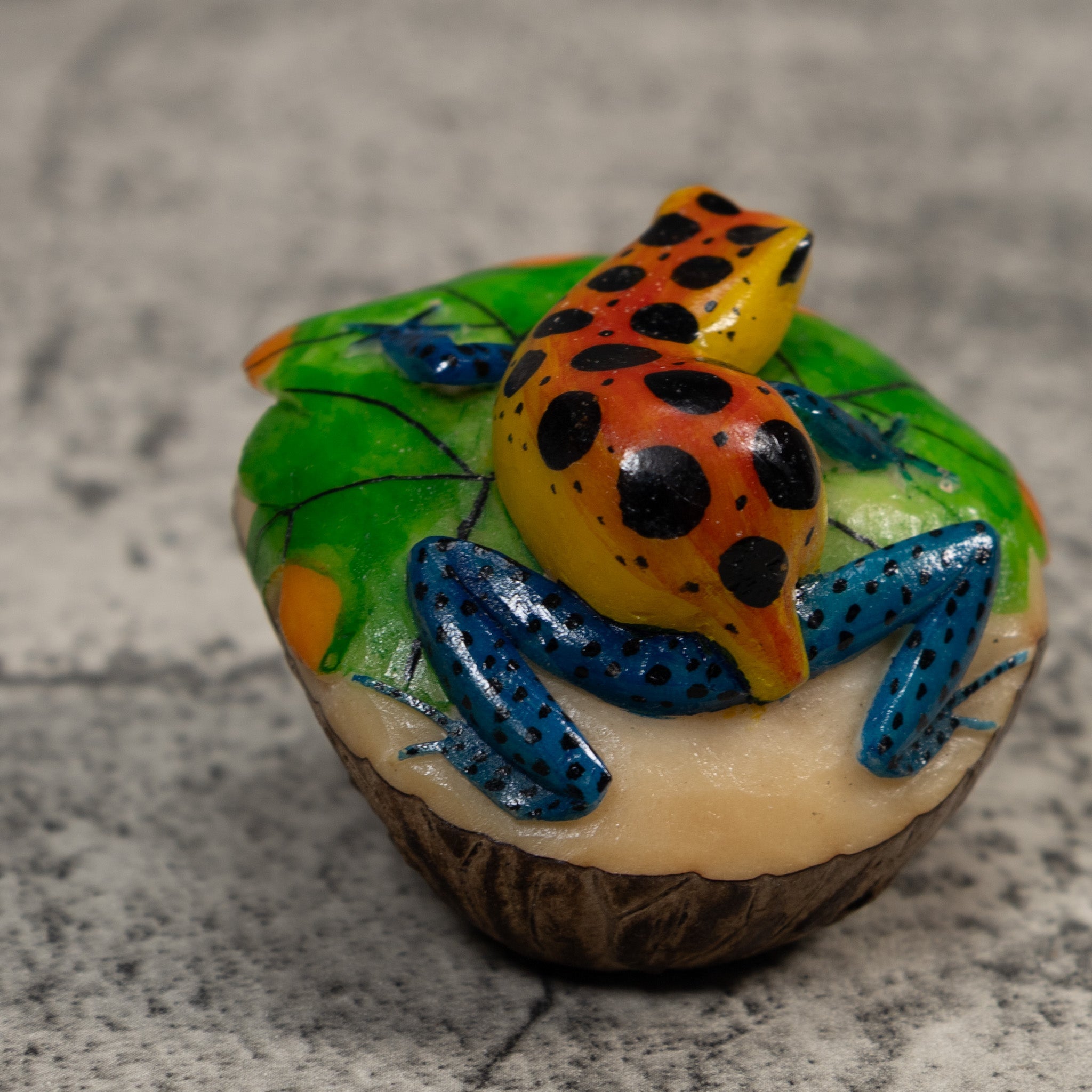 Orange Yellow And Blue Poison Dart Frog Tagua Carving