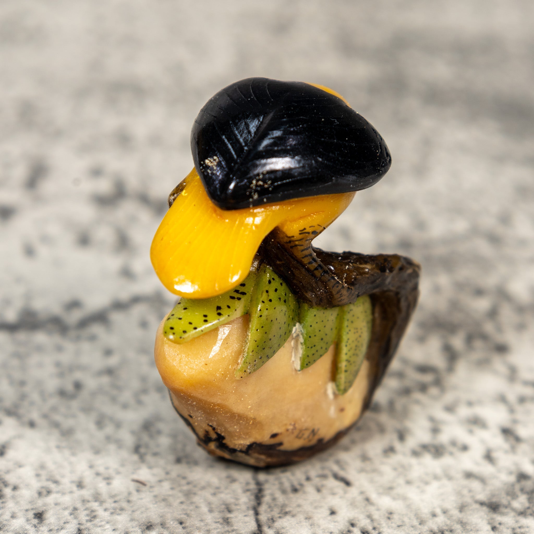 Red Yellow And Black Oriole Bird Tagua Carving