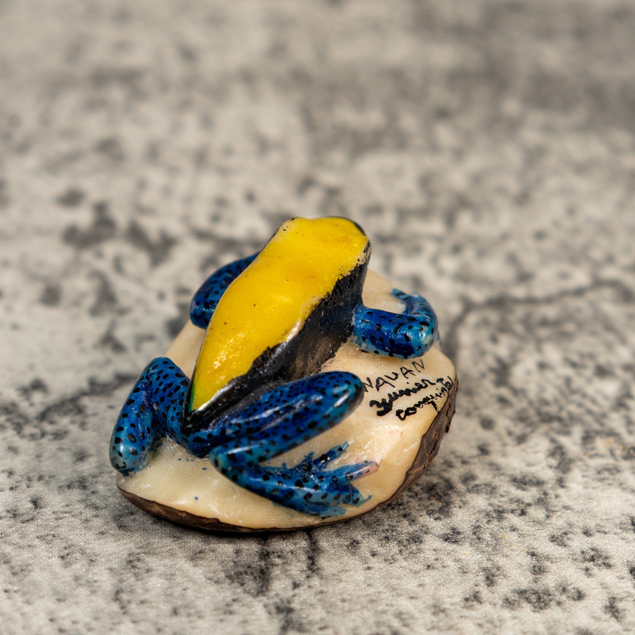 Black Blue And Yellow Poison Dart Frog Tagua Carving