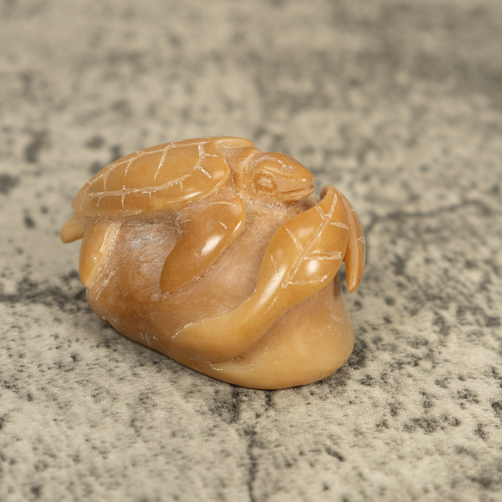 Vintage Natural White Sea Turtle Tagua Carving