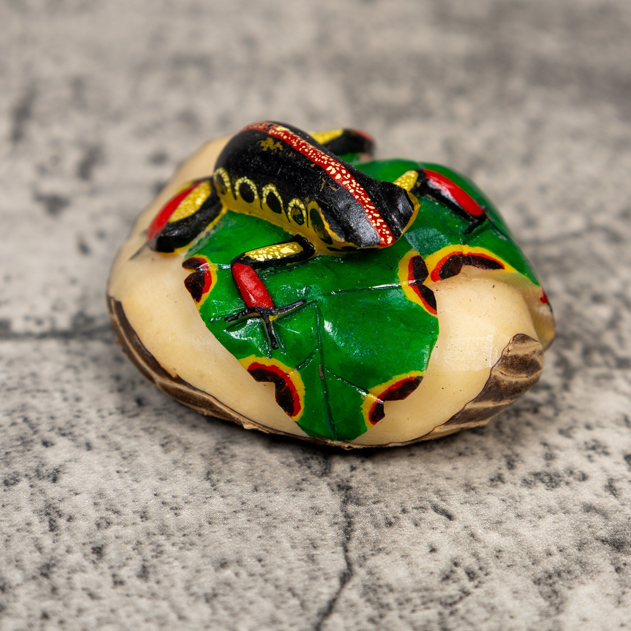 Red Black And Yellow Poison Dart Frog Tagua Carving