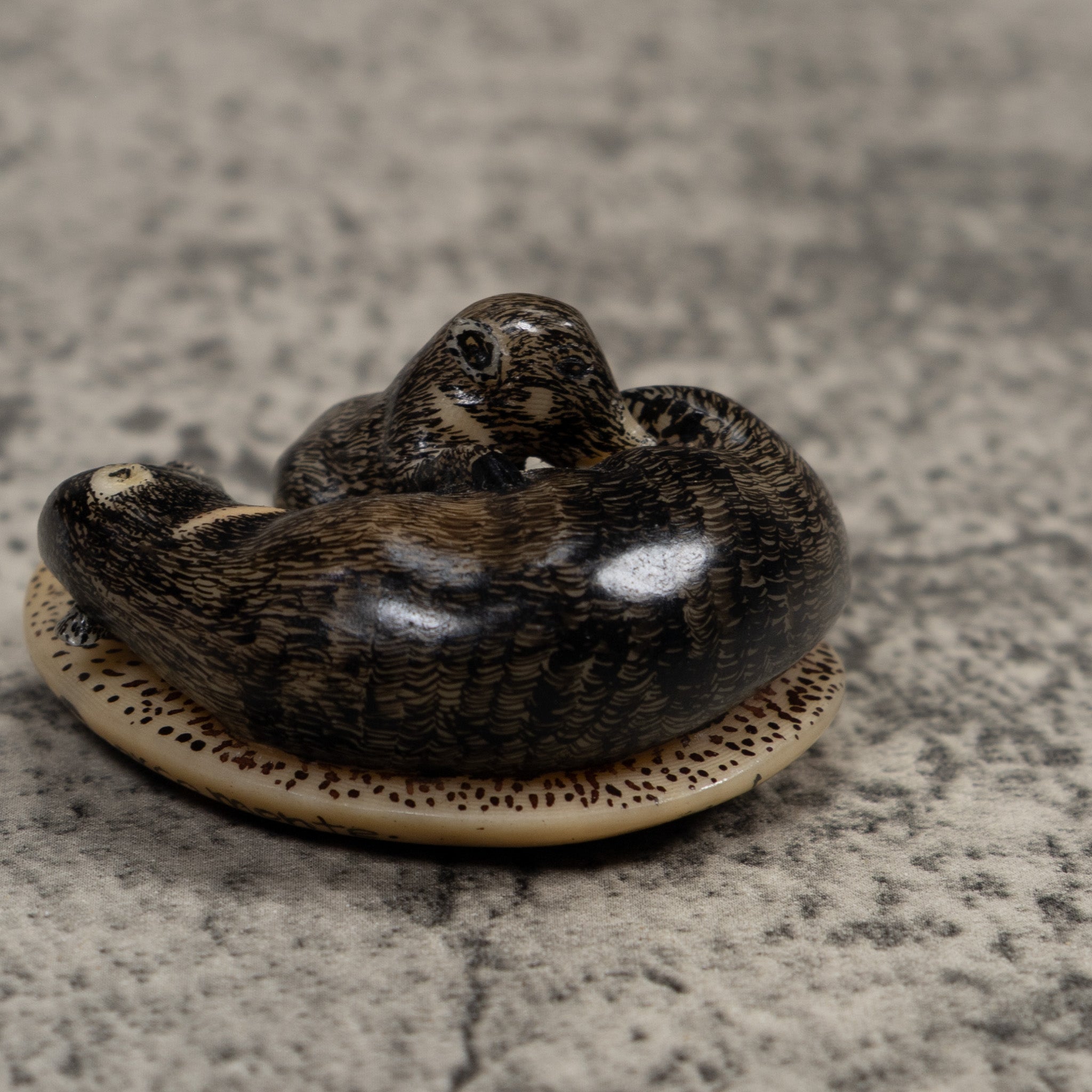 Coatimundi With Cub Tagua Carving
