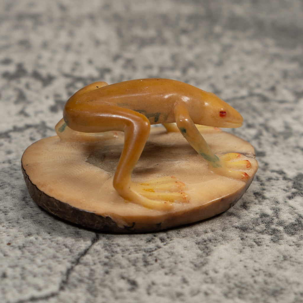 Vintage Gold Frog Tagua Carving