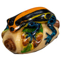 Black Orange Yellow And Blue Poison Dart Frog Tagua Carving