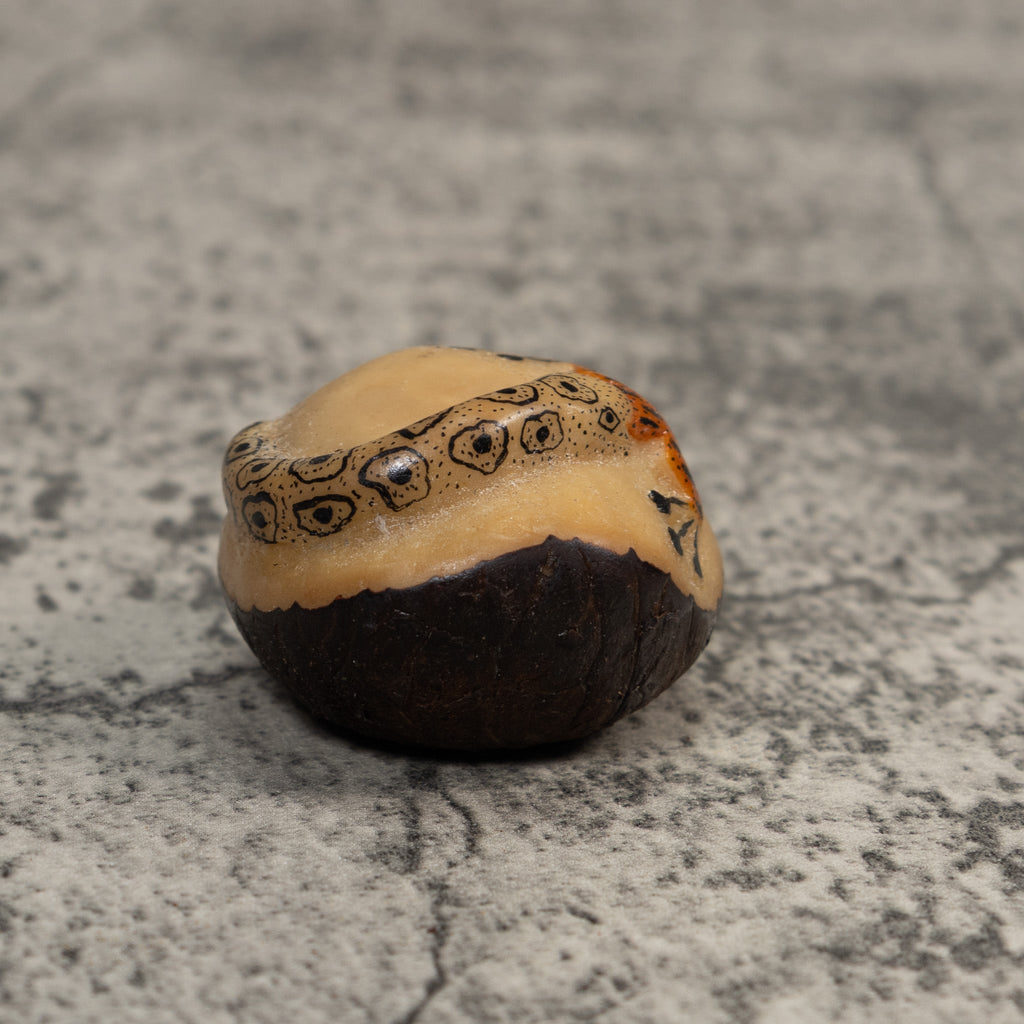 Orange And Black Snake Eating Frog Tagua Carving
