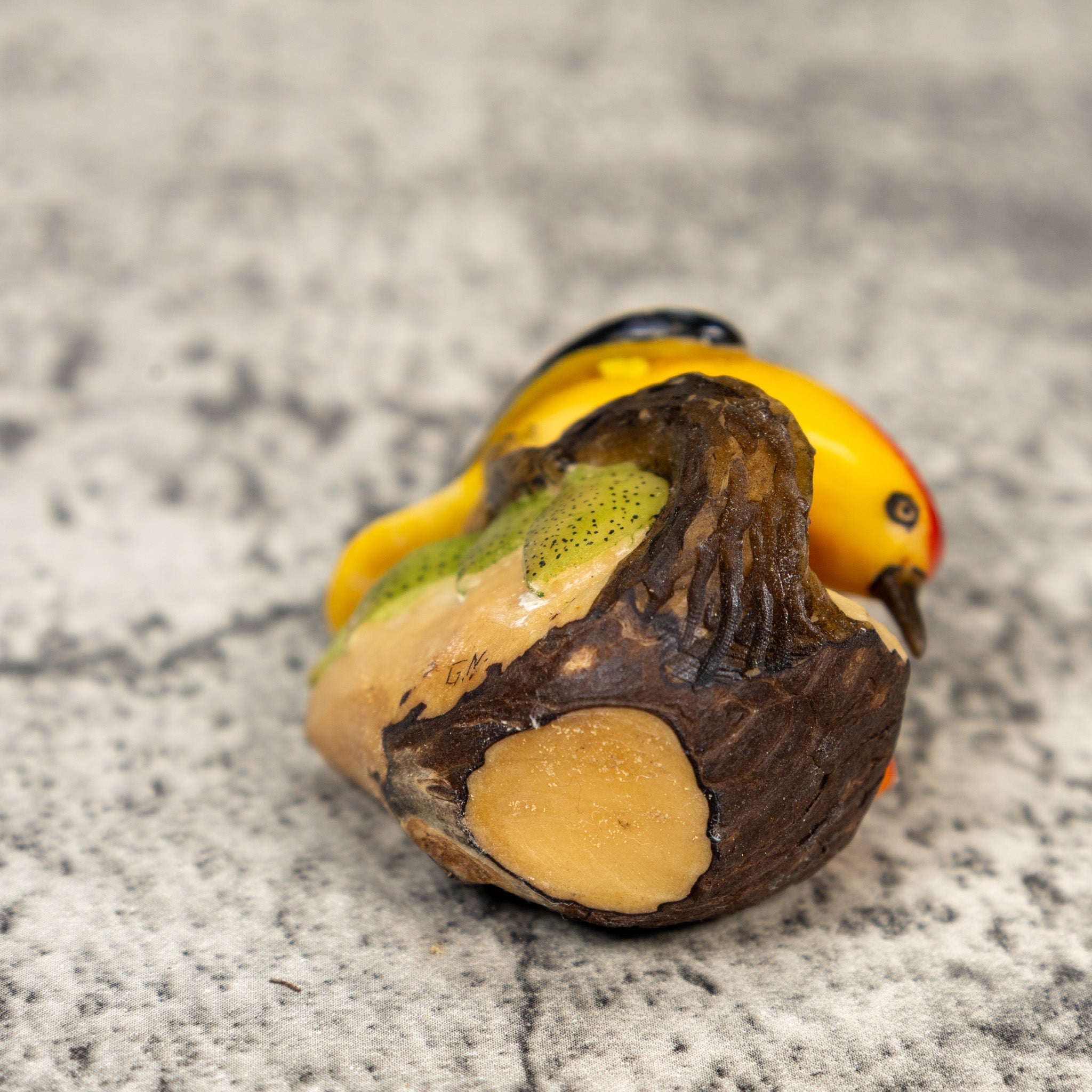 Red Yellow And Black Oriole Bird Tagua Carving