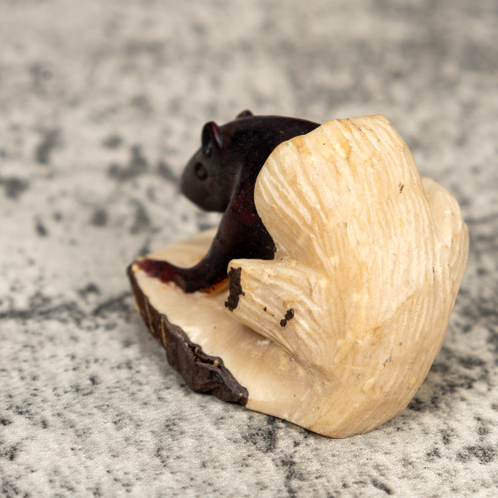 Vintage Brown Neque Agouti And Log Tagua Carving