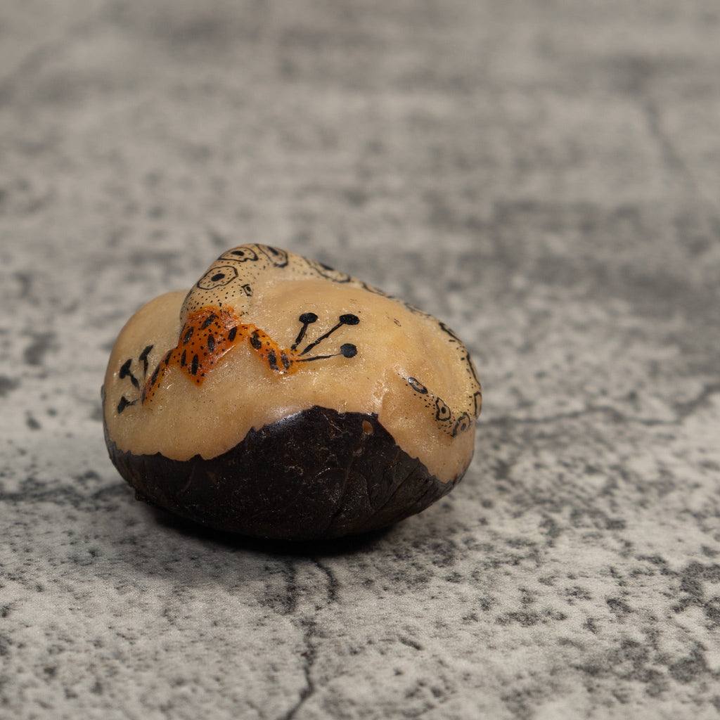 Orange And Black Snake Eating Frog Tagua Carving