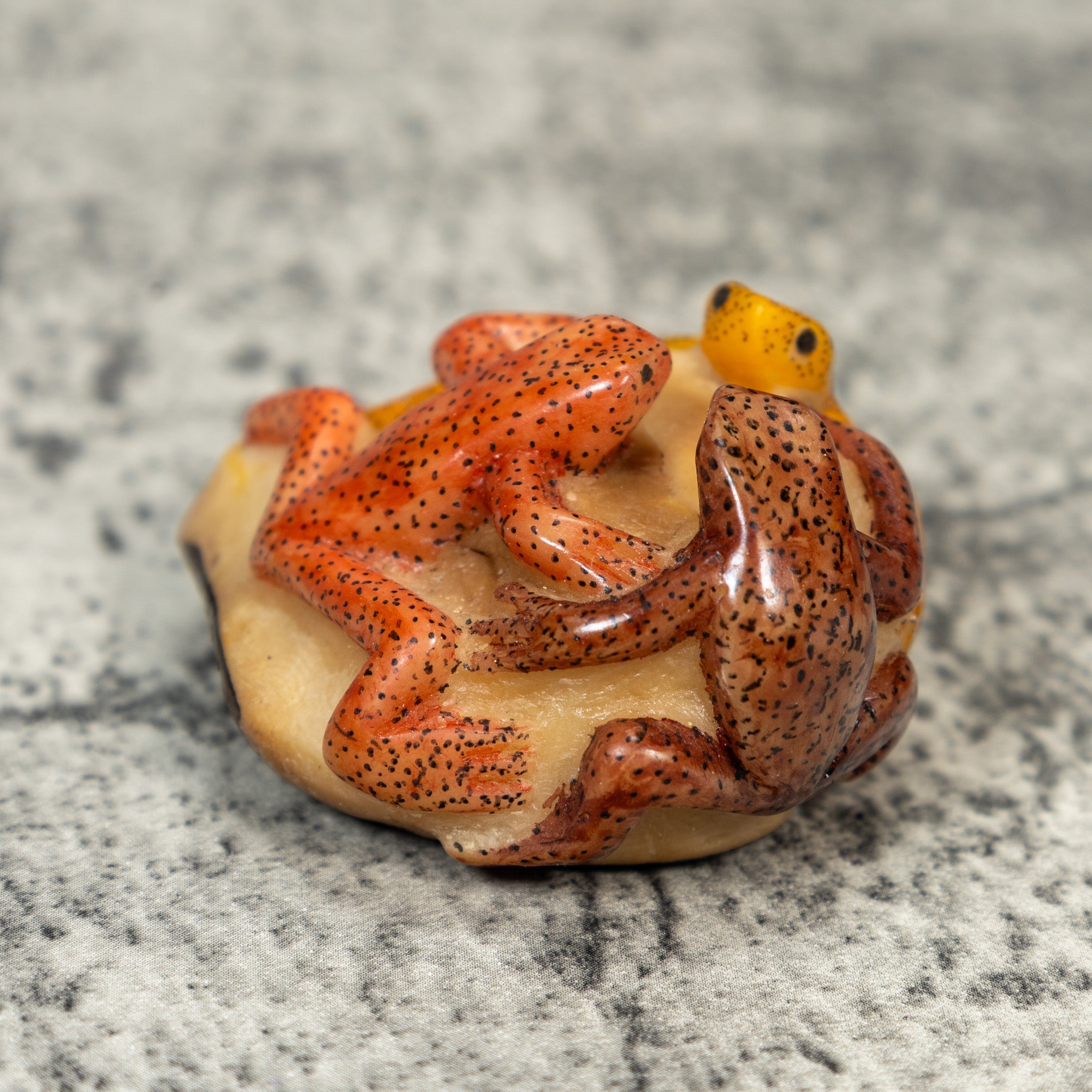 Three Poison Dart Frog Tagua Carving