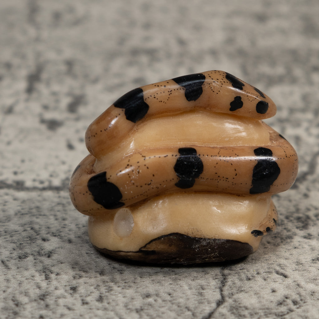 Vintage Black And Tan Snake Tagua Carving