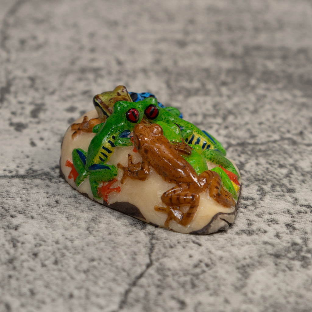Six Poison Dart Frog Tagua Carving