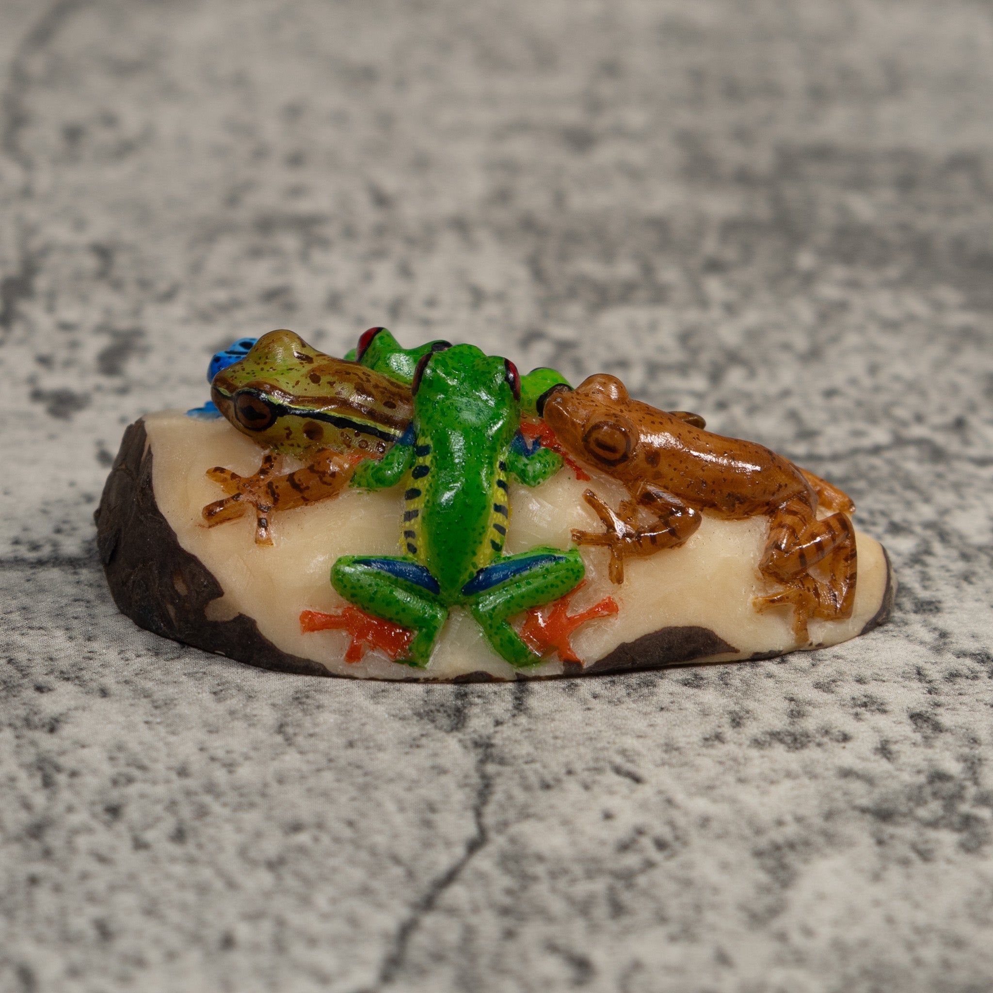 Six Poison Dart Frog Tagua Carving