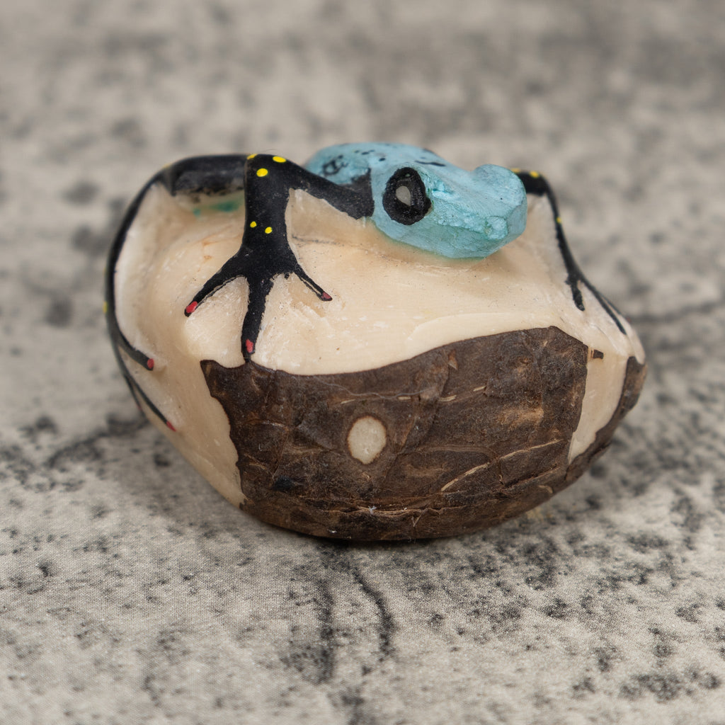 Black And Blue Poison Dart Frog Tagua Carving