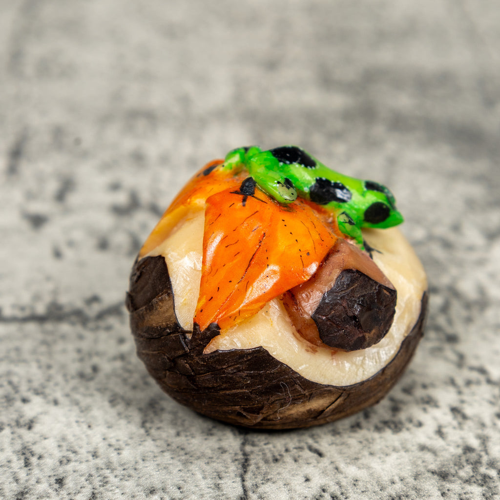 Orange Green And Black Poison Dart Frog Tagua Carving