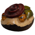 Gold  Double Poison Dart Frog Under Flower Tagua Carving