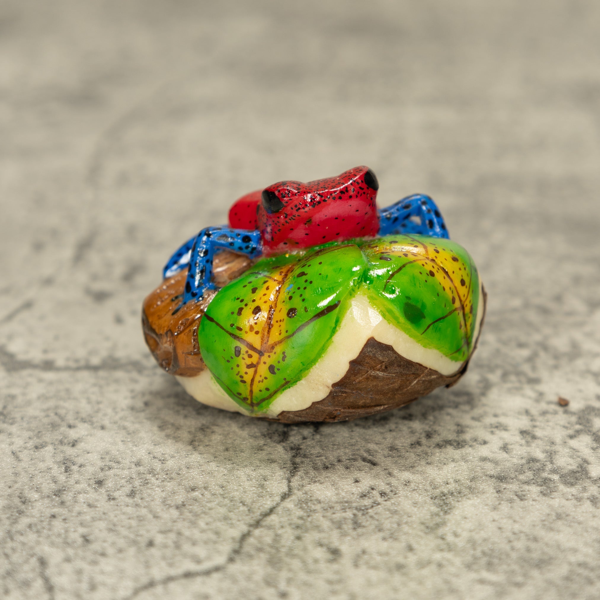 Red And Blue Poison Dart Frog Tagua Nut Carving