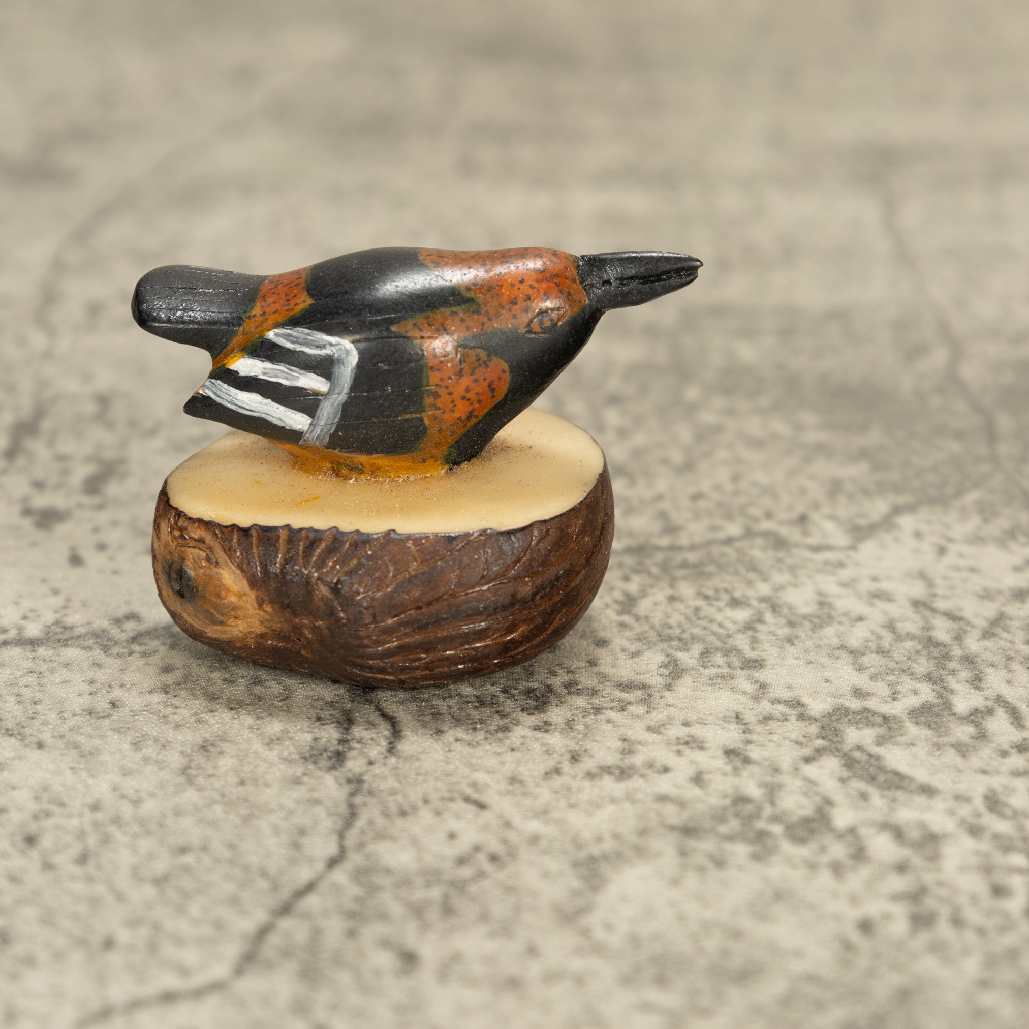 Vintage Seedeater Bird Tagua Nut Carving