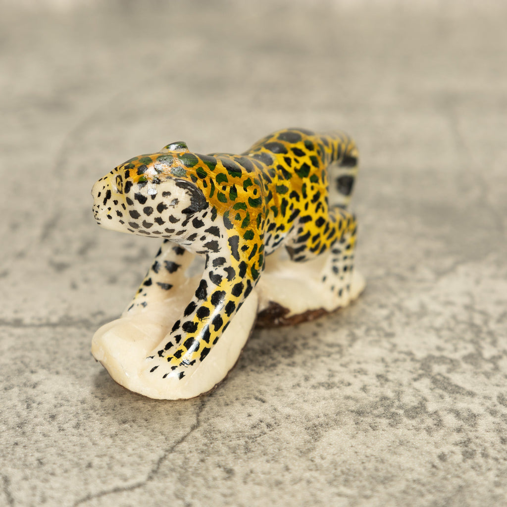 Large Jaguar Cat Tagua Nut Carving