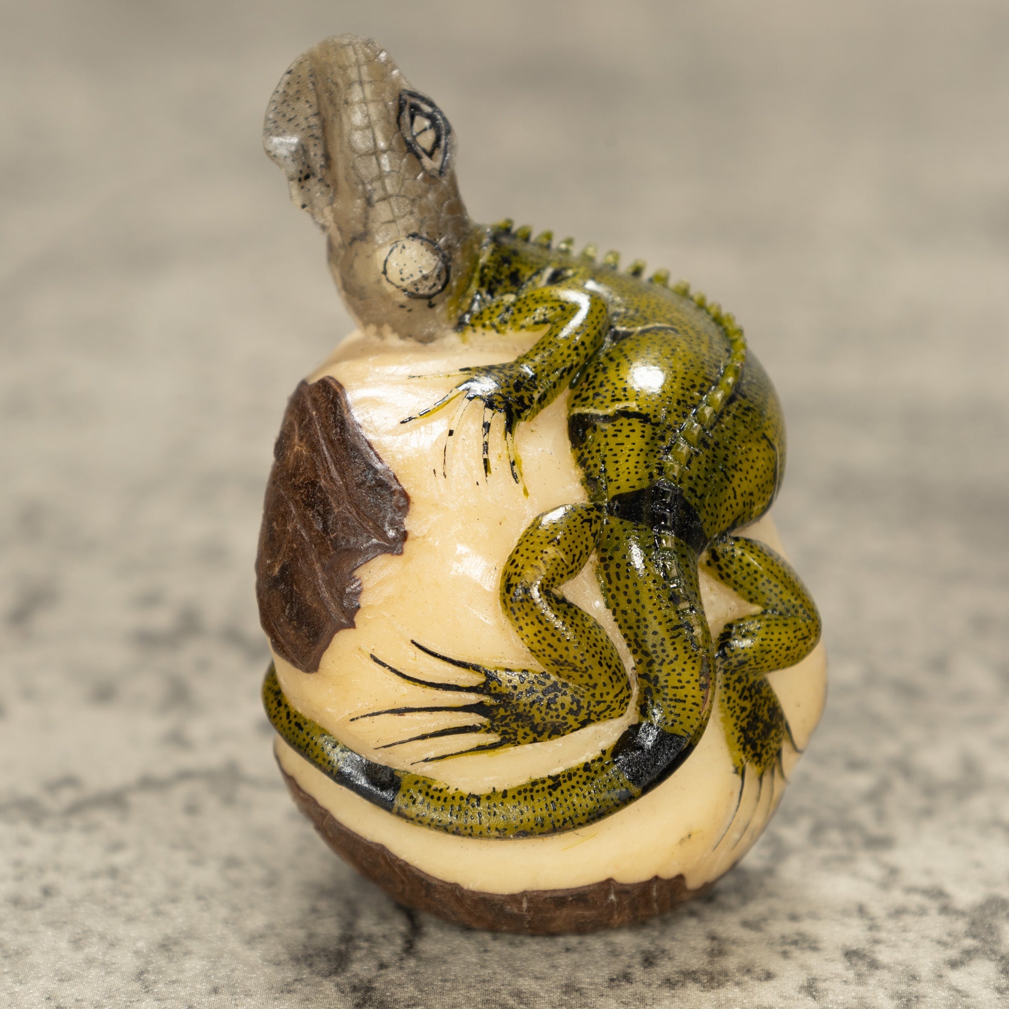 Iguana Lizard Tagua Nut Carving