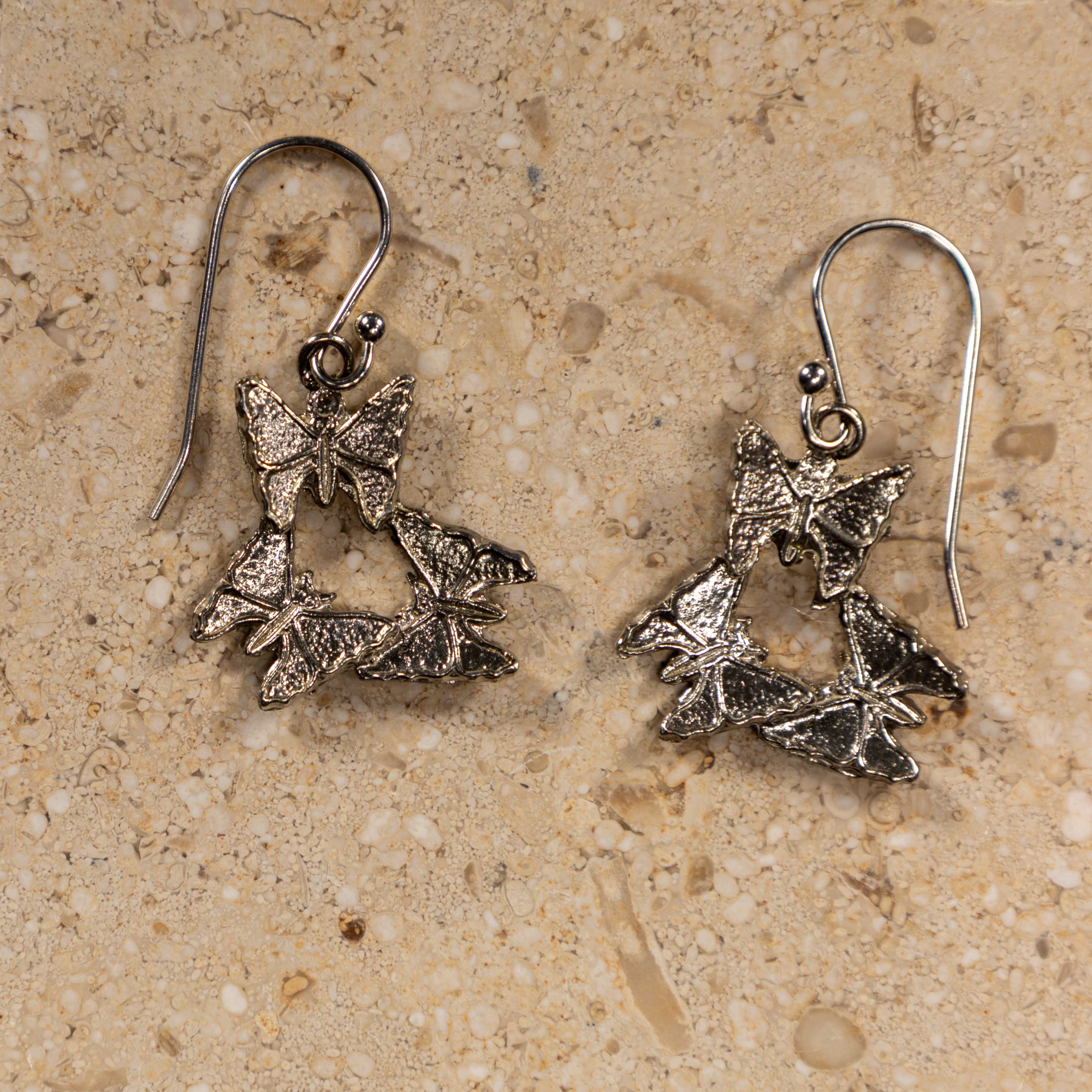 Sterling Silver Triple Butterfly Earrings
