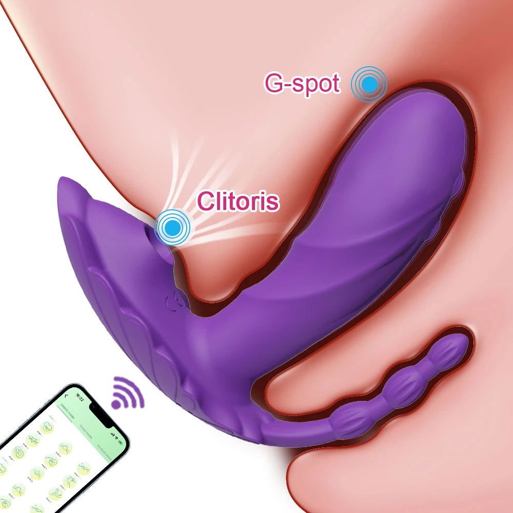 TriplePulse Anal Beads Clit Massage Dildo Vibrator