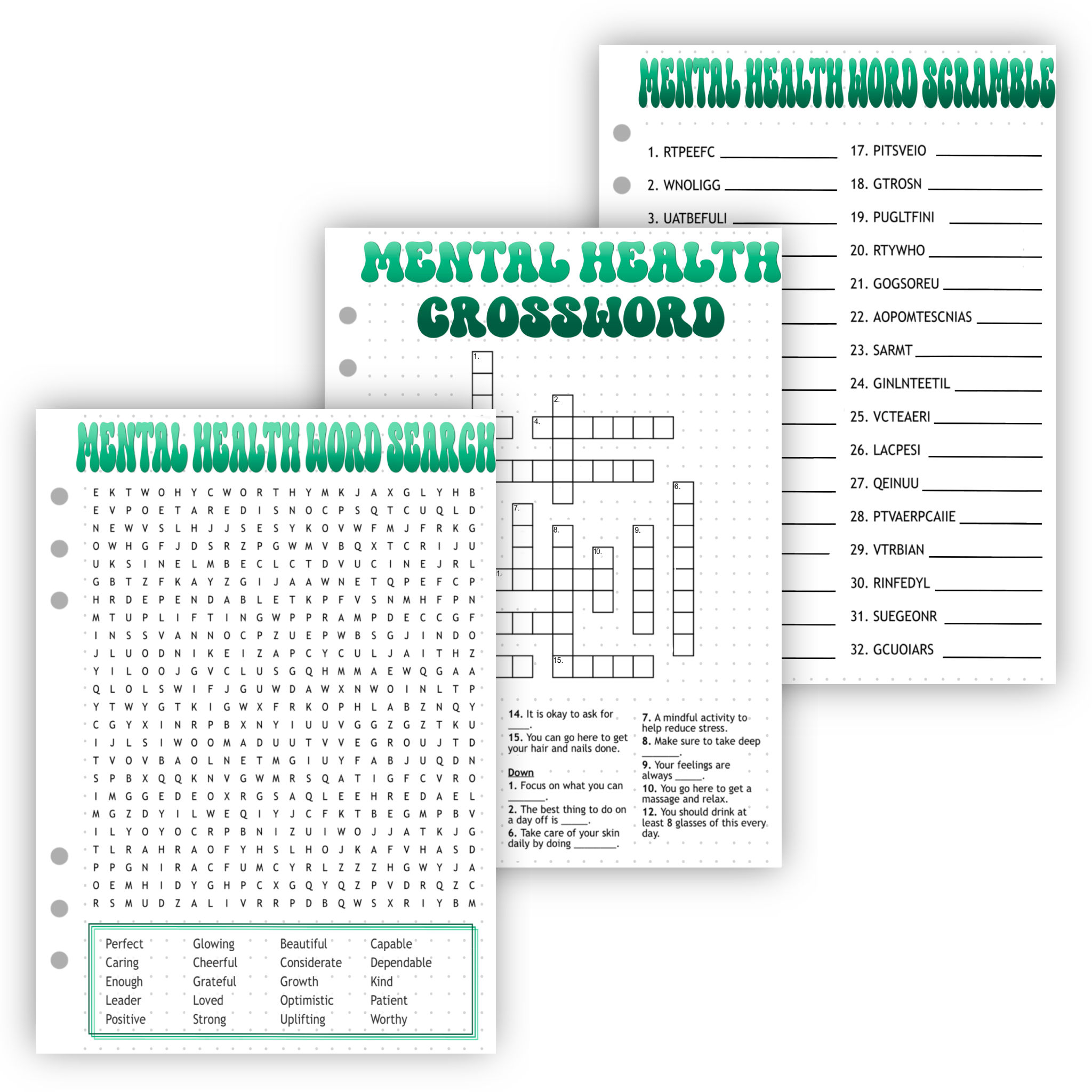 Mental Health Activity Pages