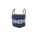 Authentic Maine Lobster Rope Storage Basket Navy Blue and Light Gray