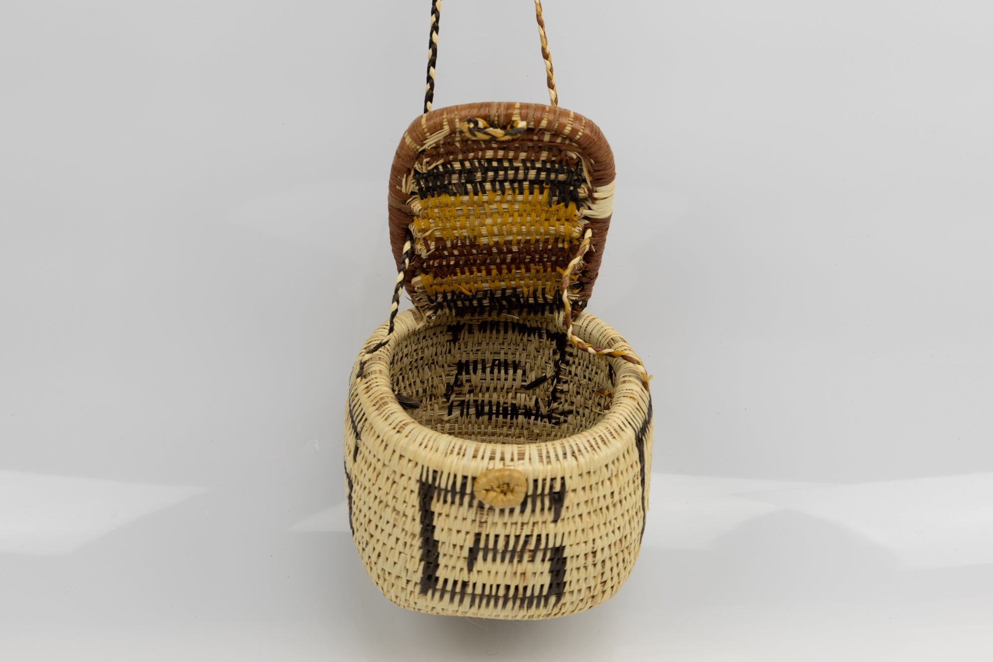 Hand Woven Vintage Hanging Basket Made By Indigenous Artisans